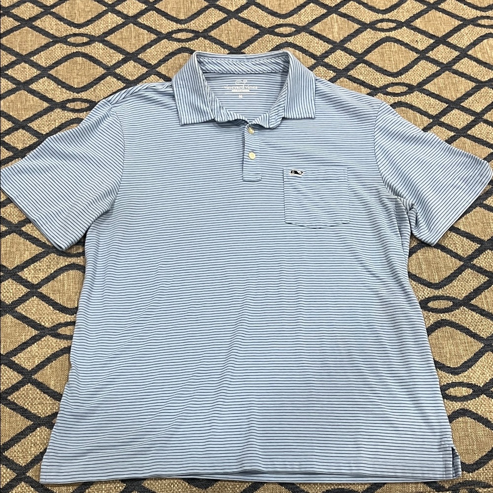 Vineyard Vines Light Blue Striped Polo